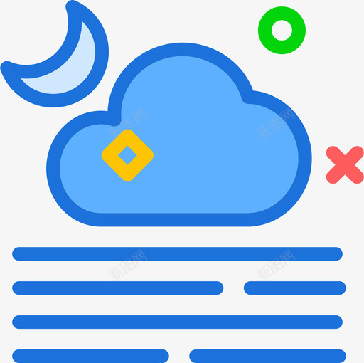 月亮33号天气线性颜色图标svg_新图网 https://ixintu.com 33号天气 月亮 线性颜色