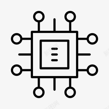 微芯片人工智能自动化图标图标