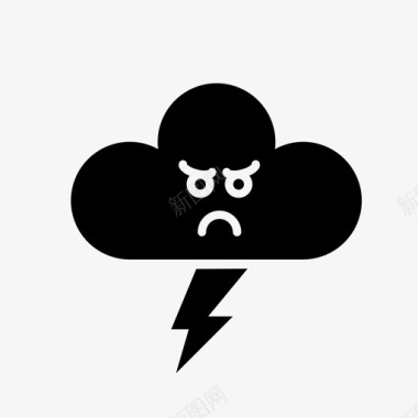 愤怒的云坏天气闪电图标图标