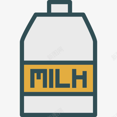 牛奶厨房4线性颜色图标图标