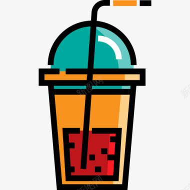 饮料食物和餐厅3线性颜色图标图标