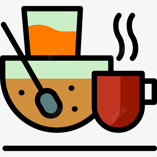 麦片粥咖啡和早餐3原色图标svg_新图网 https://ixintu.com 原色 咖啡和早餐3 麦片粥