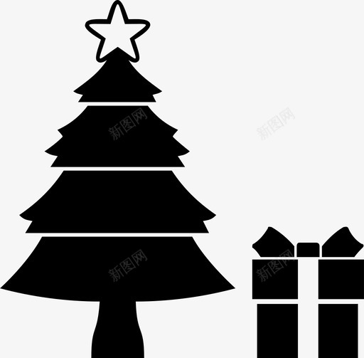圣诞节庆祝礼物图标svg_新图网 https://ixintu.com 云杉 圣诞节 庆祝 树 礼物