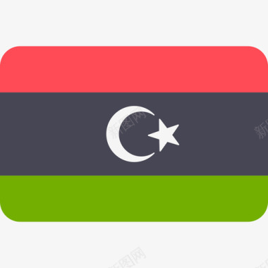 利比亚国际国旗6圆形矩形图标图标