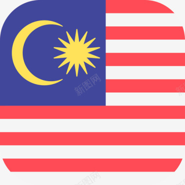 马拉西亚国际国旗3圆形方形图标图标