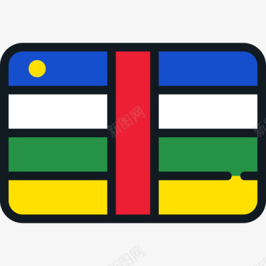中非共和国国旗系列4圆形矩形图标图标