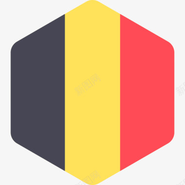 比利时国际国旗2六边形图标图标
