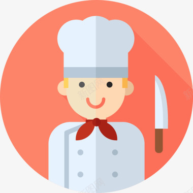 厨师职业和工作4平的图标图标