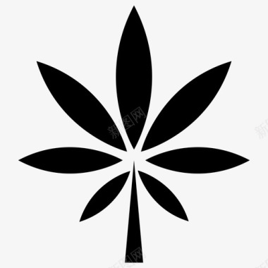 大麻大麻叶开花药草图标图标