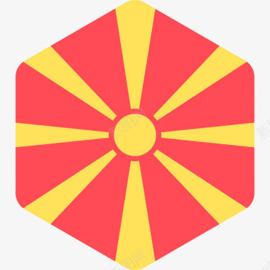 马其顿共和国国际旗帜2六边形图标图标