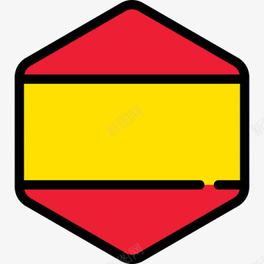 西班牙旗帜系列5六边形图标图标