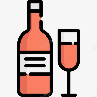 葡萄酒餐厅6线性颜色图标图标