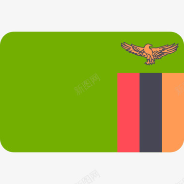 赞比亚国际国旗6圆形矩形图标图标