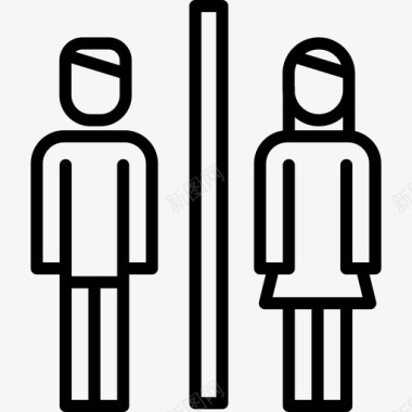 浴室机场9号直线型图标图标