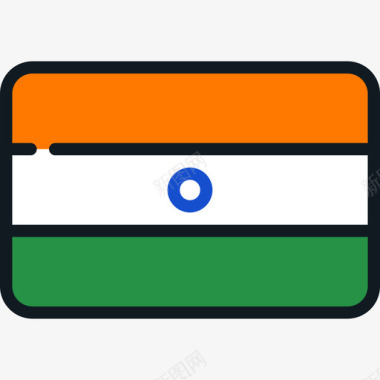 印度国旗系列4圆形矩形图标图标