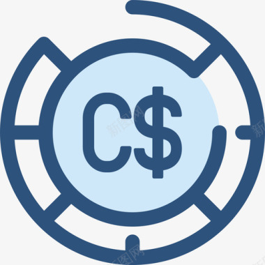 加元货币元素2蓝色图标图标