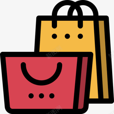 购物袋电子商务17线性颜色图标图标