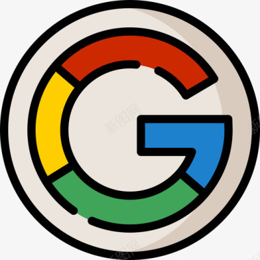 谷歌社交媒体23线性颜色图标图标