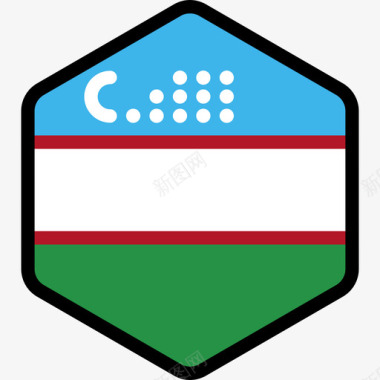 乌兹别克斯坦旗帜系列5六边形图标图标