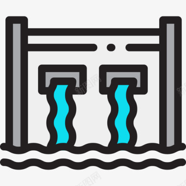 水力发电能源9线性颜色图标图标