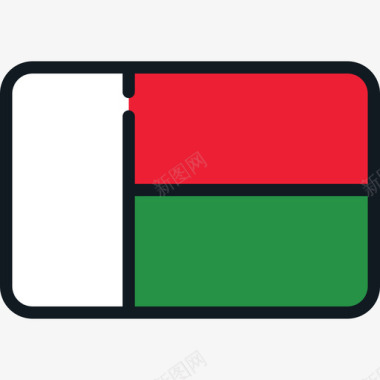 马达加斯加国旗收藏4圆形矩形图标图标