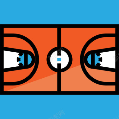 篮球场运动28线性颜色图标图标
