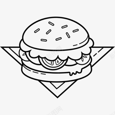 汉堡包4号餐厅手工制作图标图标