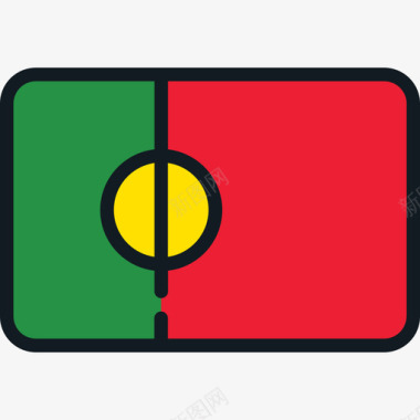 葡萄牙国旗系列4圆形矩形图标图标