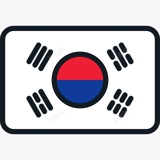 韩国国旗系列4圆形矩形图标svg_新图网 https://ixintu.com 国旗系列4 圆形矩形 韩国