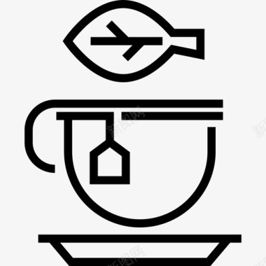 茶咖啡店元素线性图标图标