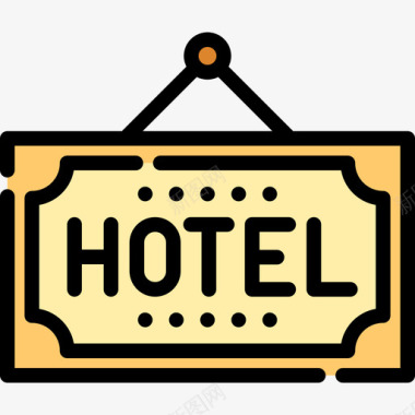 酒店信号34号酒店线性颜色图标图标