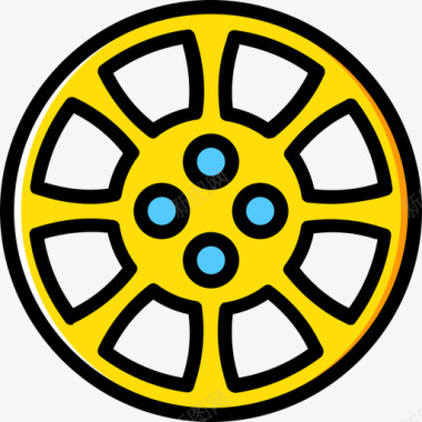 合金车轮汽车零件黄色图标图标