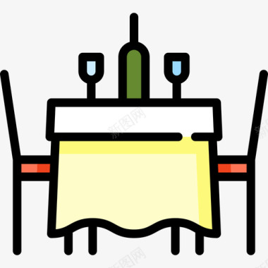 桌子餐厅10线性颜色图标图标