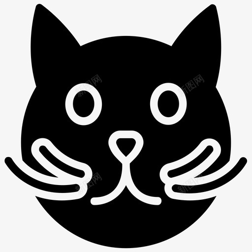 猫猫脸小猫图标svg_新图网 https://ixintu.com 宠物动物 小猫 爱好和兴趣字形图标 猫 猫脸 脸卡通