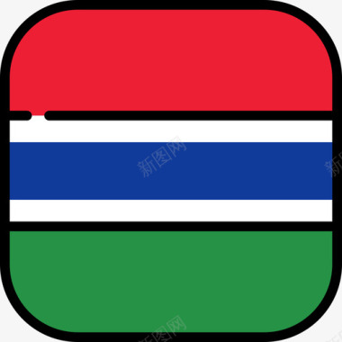 冈比亚旗帜系列6圆形方形图标图标