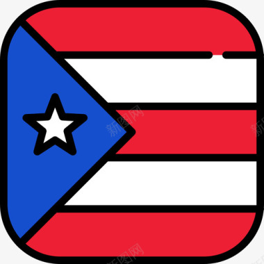 波多黎各旗帜系列6圆形广场图标图标
