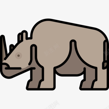 犀牛动物20线形颜色图标图标