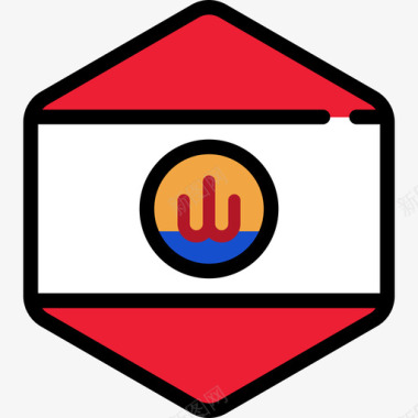 法属波利尼西亚旗帜收藏5六边形图标图标