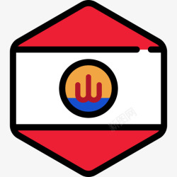 法属波利尼西亚法属波利尼西亚旗帜收藏5六边形图标高清图片