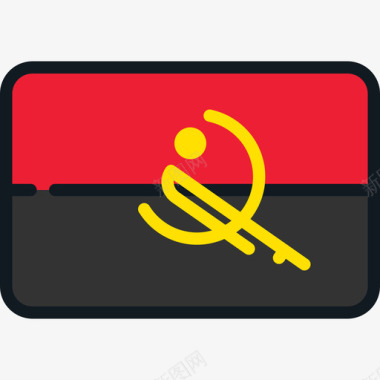 安哥拉旗帜系列4圆形矩形图标图标