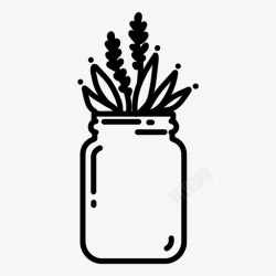 花瓶里的花在罐子里种植涂鸦花图标高清图片