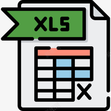 Xls文件文件夹5线性颜色图标图标
