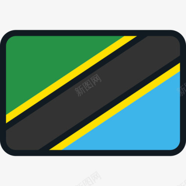 坦桑尼亚旗帜收集4圆角矩形图标图标