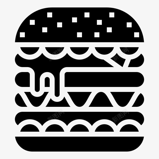 汉堡面包快餐图标svg_新图网 https://ixintu.com 快餐 汉堡 肉饼 街头食品和食品卡车司机字形 面包 食品