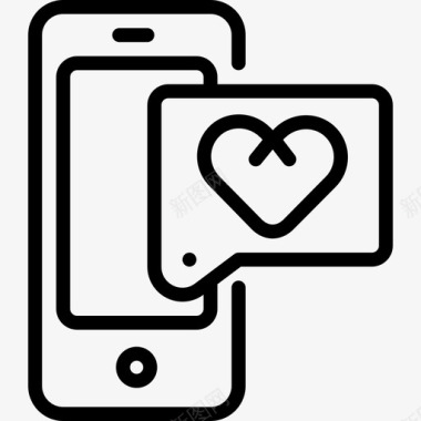 智能手机爱情浪漫2直线型图标图标