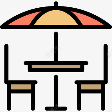 露台餐厅6线性颜色图标图标