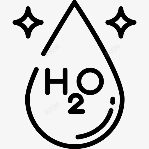 H2o化学5线性图标svg_新图网 https://ixintu.com H2o 化学5 线性