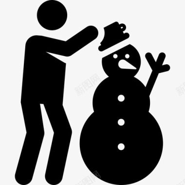雪人圣诞象形图填充图标图标