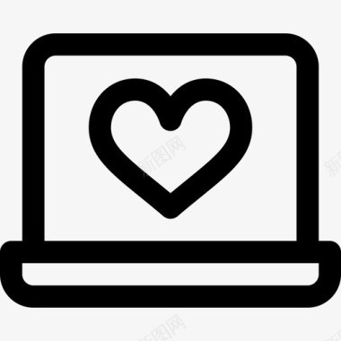 笔记本电脑情人节10线性图标图标