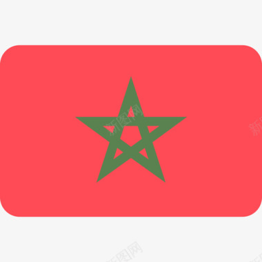 摩洛哥国际国旗6圆形矩形图标图标
